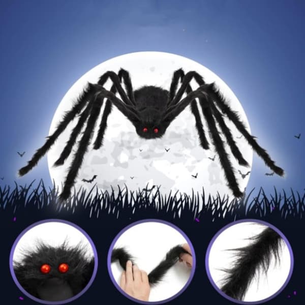 Spindelnät - TD® - Stor plyschspindel - 125 cm - Glödande spindel - Halloween