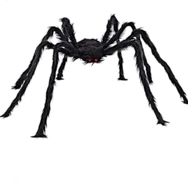 Spindelnät - TD® - Stor plyschspindel - 125 cm - Glödande spindel - Halloween