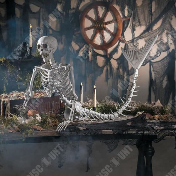 TD® Halloween-prydnad sjöjungfruskelett 80 cm hopfällbar design Skräckscendekoration Lämplig för Halloween-dekoration