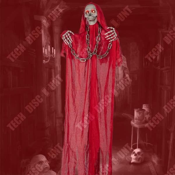 TD® Röd spöksnöre för Halloween 196*80cm Luminösa ögonbollar Röstaktiverad ljuddekoration för Halloween