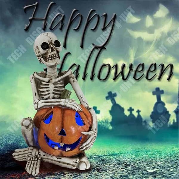 TD® Halloween Skelett Pumpa Dekoration 14*13*20,5 cm Charmig form Färgglada lampor Lämpliga för Halloween dekoration