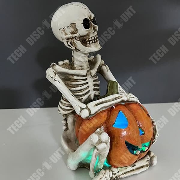 TD® Halloween Skelett Pumpa Dekoration 14*13*20,5 cm Charmig form Färgglada lampor Lämpliga för Halloween dekoration