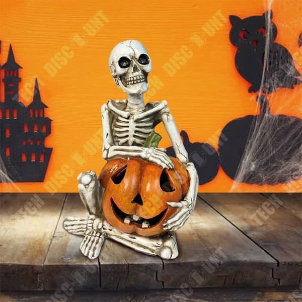 TD® Halloween Skelett Pumpa Dekoration 14*13*20,5 cm Charmig form Färgglada lampor Lämpliga för Halloween dekoration