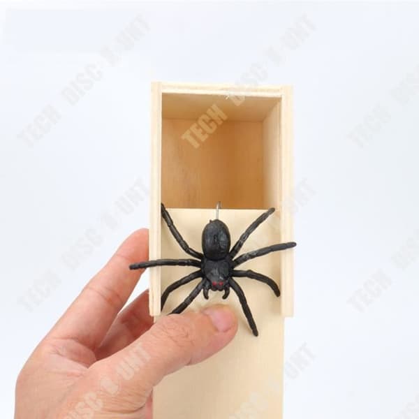 TD® Spider Toys Trälåda Simulering Creative Scare Black Läskiga leksaker Halloween-dekoration