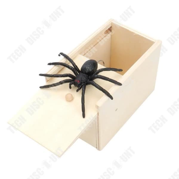 TD® Spider Toys Trälåda Simulering Creative Scare Black Läskiga leksaker Halloween-dekoration
