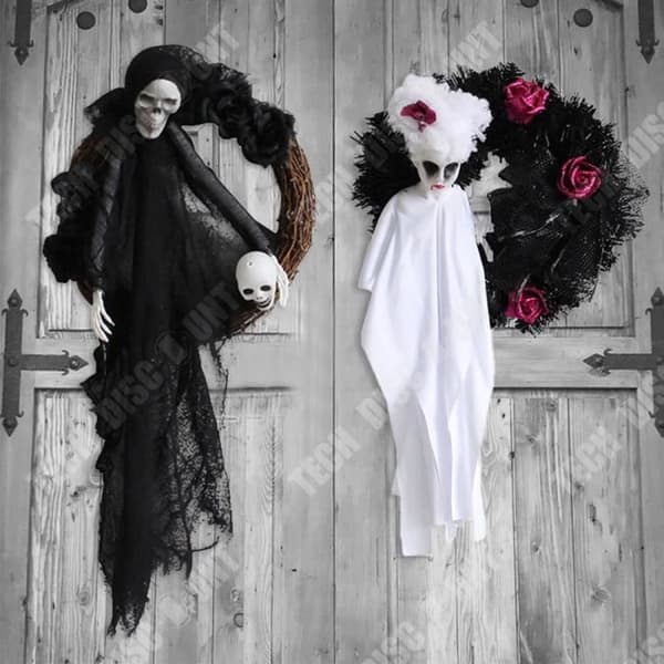 TD® Halloween Hängande Spöken White Ghost + Black Ghost Dekoration Rekvisita Nyhetsleksaker Lämpliga för Hallo