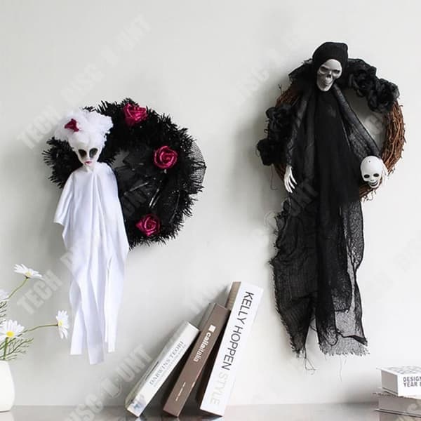 TD® Halloween Hängande Spöken White Ghost + Black Ghost Dekoration Rekvisita Nyhetsleksaker Lämpliga för Hallo