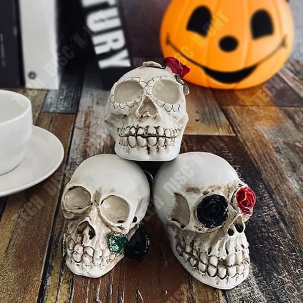 TD® Halloween skull decoration 3pcs Luminous design Scary ambient decoration Suitable for Halloween decoration