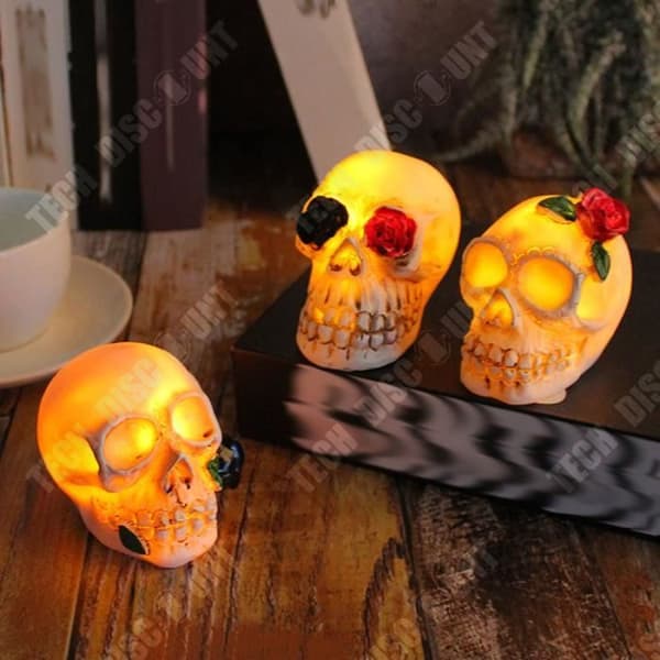 TD® Halloween skull decoration 3pcs Luminous design Scary ambient decoration Suitable for Halloween decoration