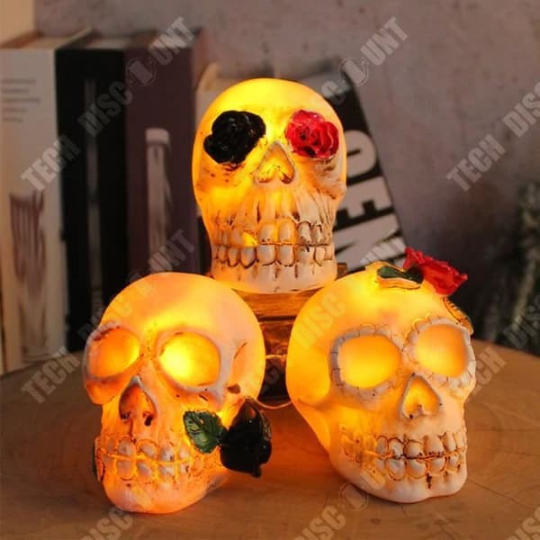 TD® Halloween skull decoration 3pcs Luminous design Scary ambient decoration Suitable for Halloween decoration