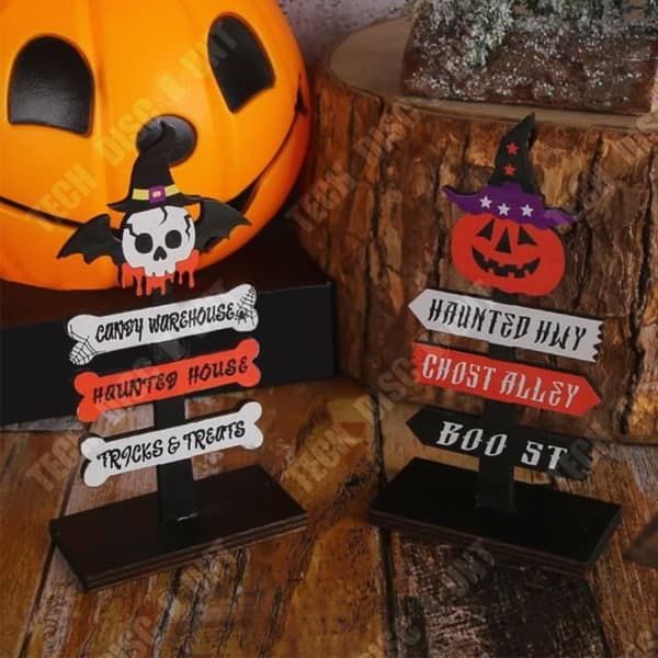 TD® Trä Halloween-plakettdekoration 3st 8*4*14,5cm Trafikskylt Atmosfärdekoration Halloween-dekoration