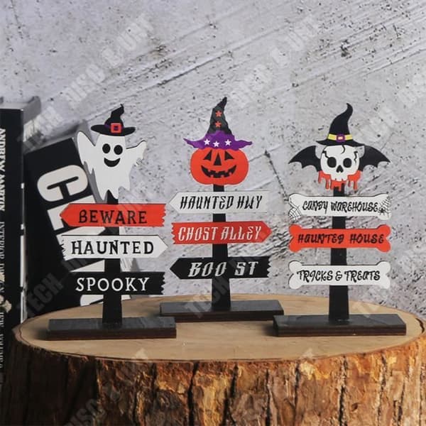 TD® Trä Halloween-plakettdekoration 3st 8*4*14,5cm Trafikskylt Atmosfärdekoration Halloween-dekoration