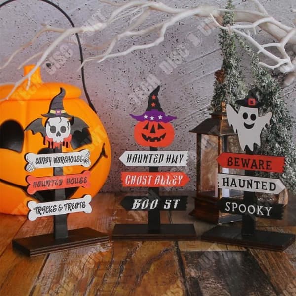 TD® Trä Halloween-plakettdekoration 3st 8*4*14,5cm Trafikskylt Atmosfärdekoration Halloween-dekoration