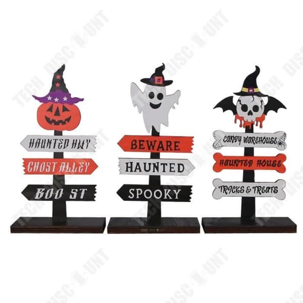 TD® Trä Halloween-plakettdekoration 3st 8*4*14,5cm Trafikskylt Atmosfärdekoration Halloween-dekoration