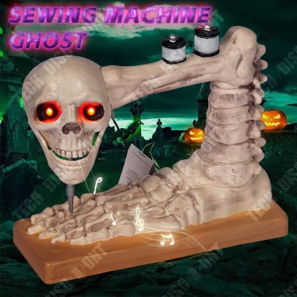 TD® Ghost Symaskin 30,7*26,5*11cm Ljus- och ljudtrådbunden röstaktivering Halloween dekoration rekvisita
