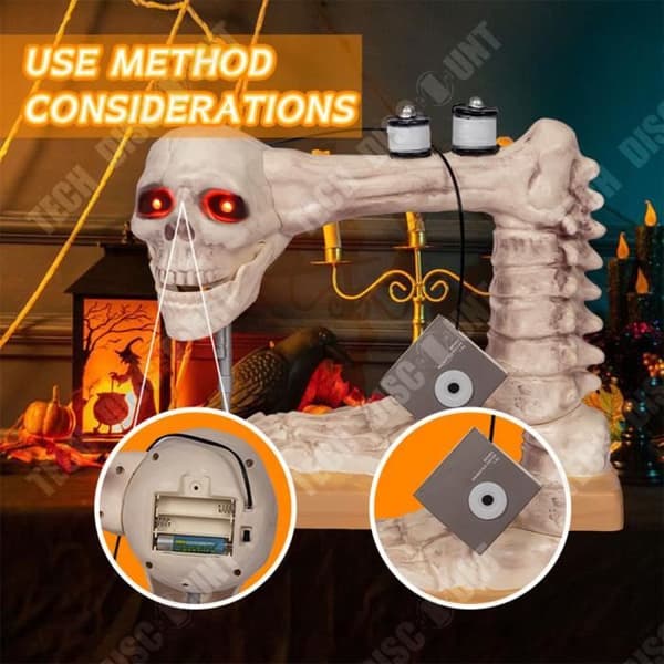 TD® Ghost Symaskin 30,7*26,5*11cm Ljus- och ljudtrådbunden röstaktivering Halloween dekoration rekvisita