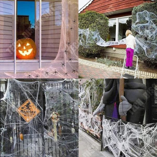 TD® Halloween dekoration spindel bomull spökhus bar KTV scen layout spindel siden spindelnät rekvisita