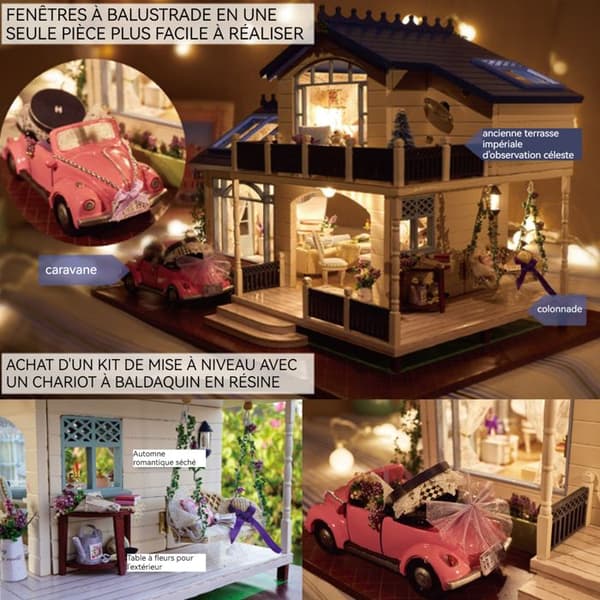TD® Provence hus gör-det-själv stuga modell villa stort hus leksak modell smart barn flickor leksak present DIY