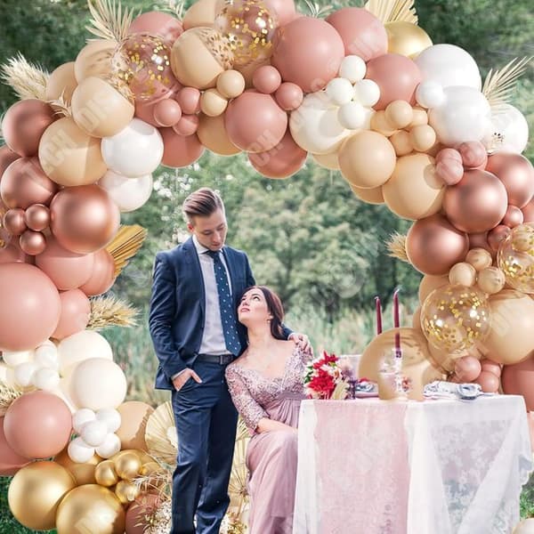 TD® 136 delar ballongbågesats Vintage konfettiballongbåge Rosa och vit ballongbågeset ballongbåge jubileumsballongbåge