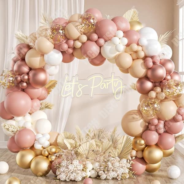 TD® 136 delar ballongbågesats Vintage konfettiballongbåge Rosa och vit ballongbågeset ballongbåge jubileumsballongbåge