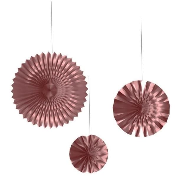 Hängande rosetter - Ospecificerad - REF/22628 - Roséguld Metallisk - 10, 15 och 20 cm - 3 enheter