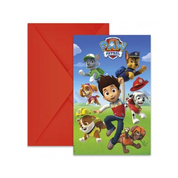 Inbjudningskort - Nickelodeon - Paw Patrol - 8 kort - 8 kuvert - Födelsedag 2019