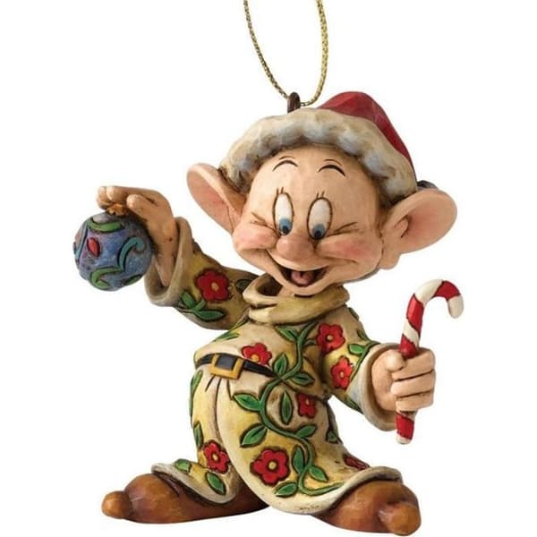 Figurin - Disney - Dopey - Målad träeffekt - 8 cm - Juldekoration