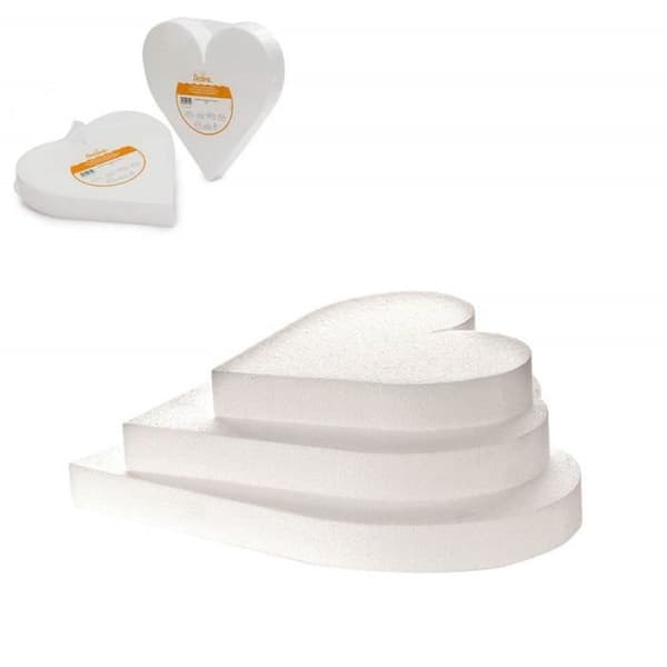 Tårtdekoration - Decora - Styrofonspett - Hjärform - Ljust off-white - 15 x 5 cm