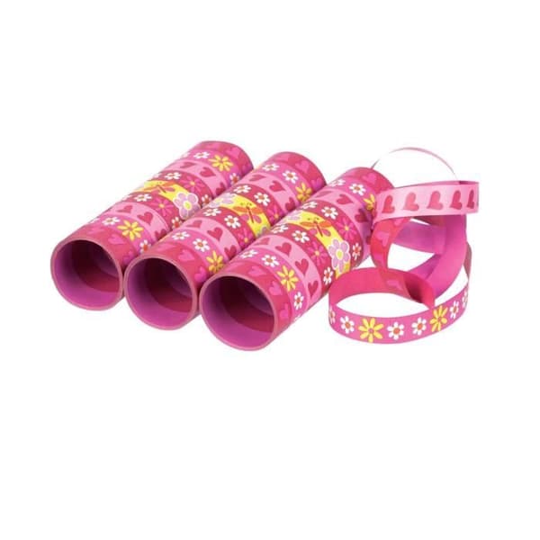 Serpentiner Blommor - AMSCAN - 350232 - 3 stycken - Rosa och Gul - 14 mm x 4 m