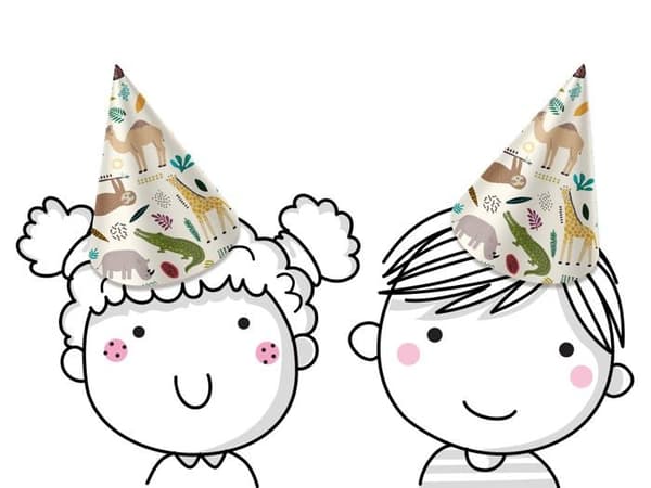Folat - 68329 - För barn Papperskalas Hattar Djurparty - 6 stycken, Flerfärgad, m