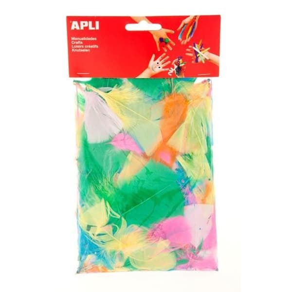 Påse med fjädrar - APLI - Duntyp - Blandade färger - 14 g - Festdekoration