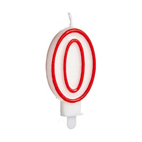Ljus Födelsedag Vit Röd Siffror 0 (12 antal)