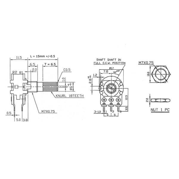 Alpha RV16A01F20KB10KM RV16A01F20KB10KM Roterande potentiometer Stereo 0.2 W 10 kΩ 1 st