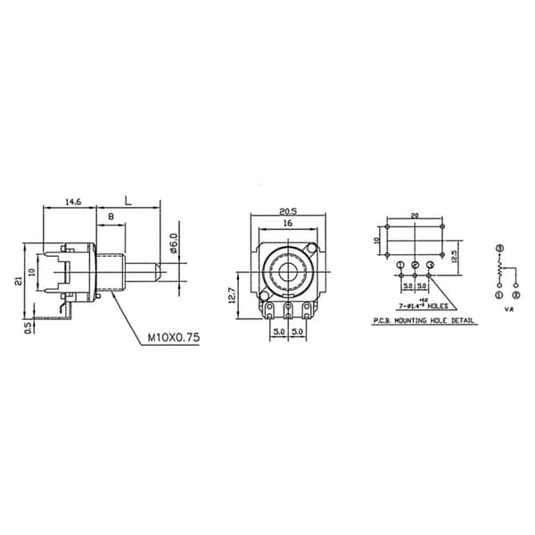 Alpha RD1601F40F430RB50KM RD1601F40F430RB50KM Roterande potentiometer Mono 0.2 W 50 kΩ 1 st