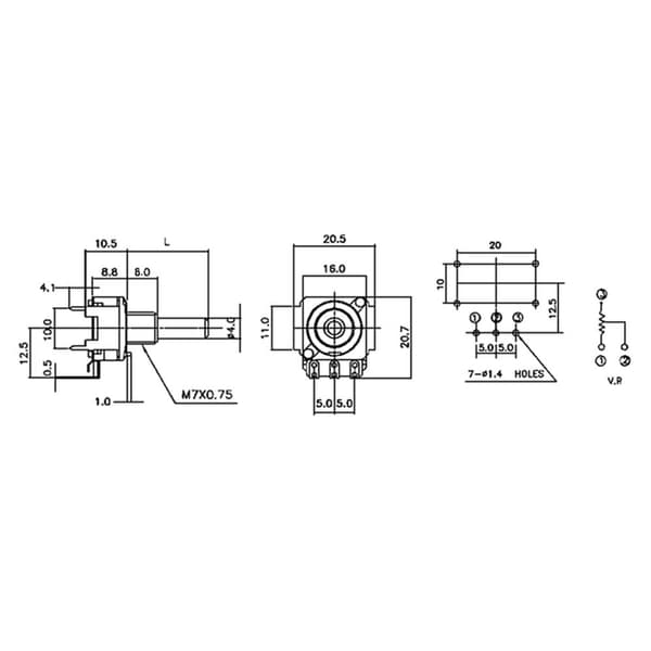 Alpha RD1601F40B430R6B50KM RD1601F40B430R6B50KM Roterande potentiometer Mono 0.2 W 50 kΩ 1 st