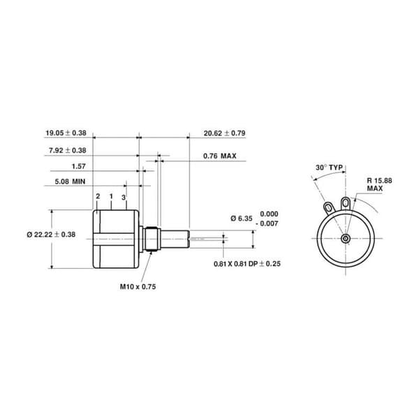 Vishay 534B1203JC 534B1203JC Precisions-potentiometer 10-växlar Mono 2 W 20 kΩ 1 st