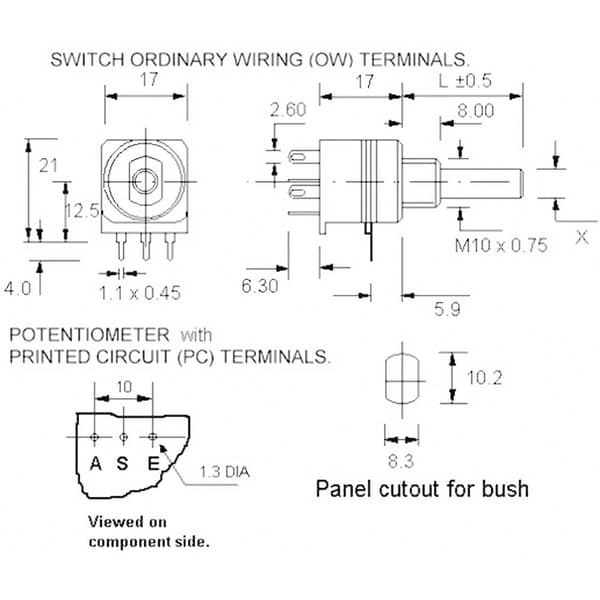 Potentiometer Service 7513 7513 Roterande potentiometer med switch Mono 2.2 kΩ 1 st