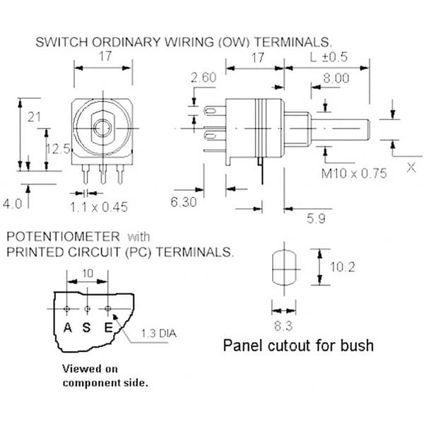 Potentiometer Service 7520 7520 Roterande potentiometer med switch Mono 470 kΩ 1 st