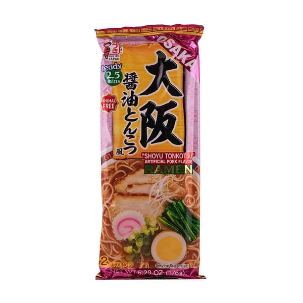 Ramen Nudlar Vegansk/Shoyu Tonkotsu Smak DB 176g  Osaka Japan