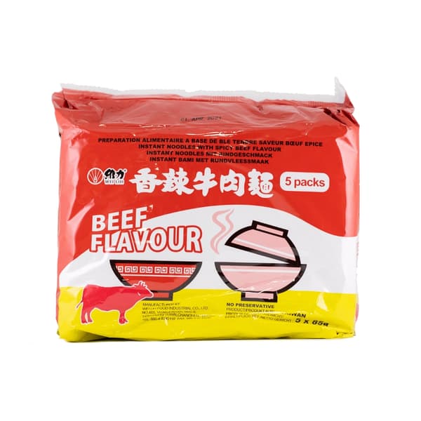 Snabbnudlar Biffbuljong Stark 85gx5påse/Förp Wei Lih Taiwan