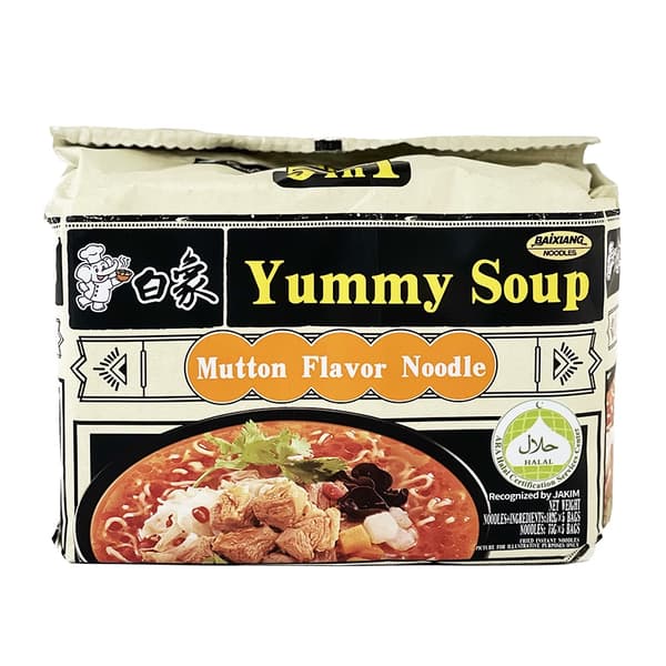 Snabbnudlar Lammbuljong Soppa Smak 102gx5st/Förp Bai Xiang Kina