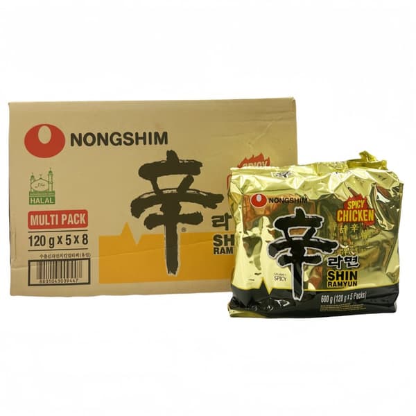 Snabbnudlar Shin Ramyun Stark Kyckling 8x120gx5st/Förp Nongshim Korea