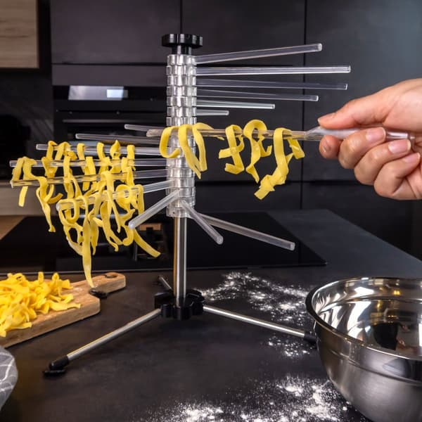 Pastahylla för upphängning och torkning av pasta med utdragbara steg - hopfällbar för transport av färsk pasta