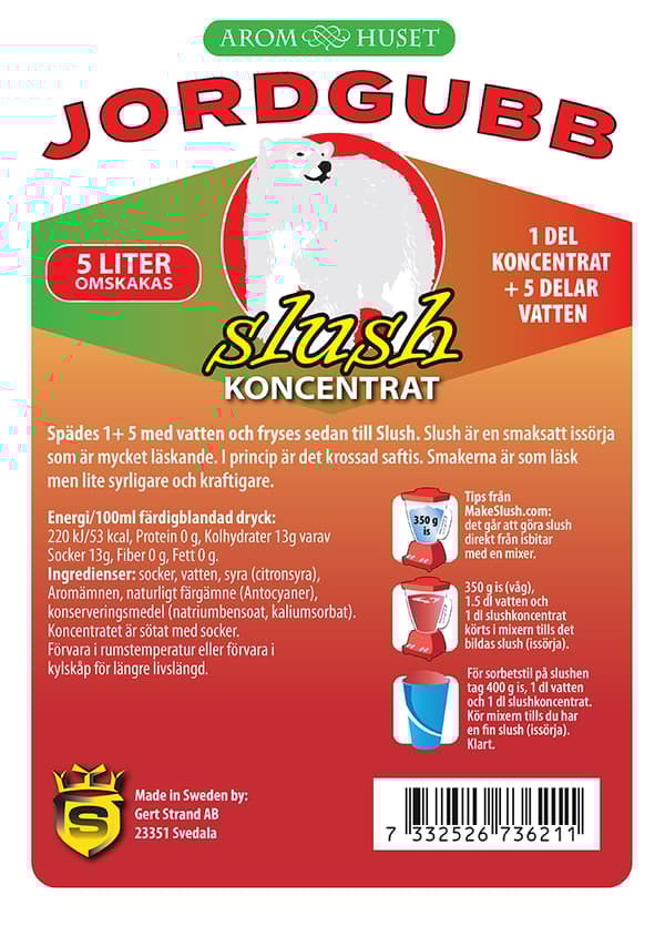 SLUSH Jordgubb koncentrat 5L, spädes 1+5