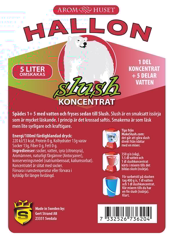 SLUSH Hallon koncentrat 5L, spädes 1+5