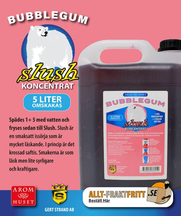 SLUSH Bubble gum koncentrat 5L, spädes 1+5