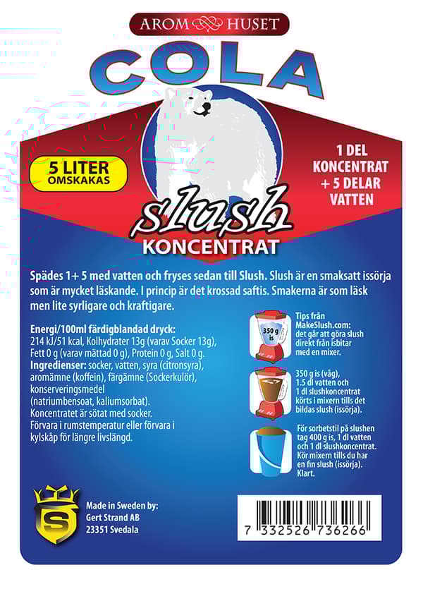 SLUSH Cola koncentrat 5L, spädes 1+5
