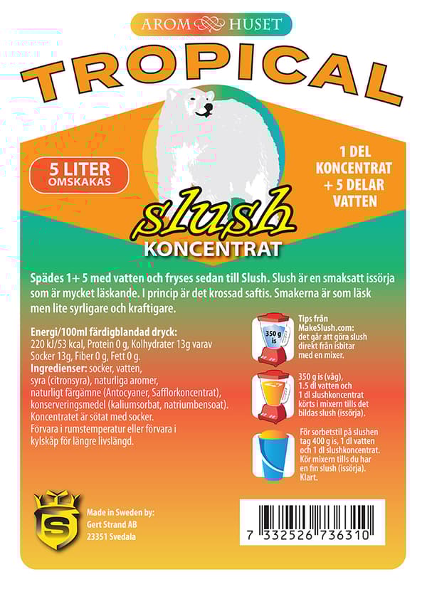 SLUSH Tropical koncentrat 5L, spädes 1+5