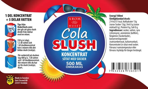 SLUSH Cola koncentrat 500 ML, spädes 1+5