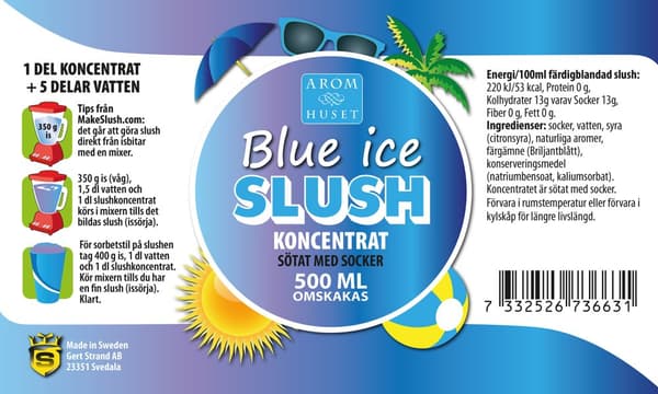 SLUSH Blue ice koncentrat 500 ML, spädes 1+5